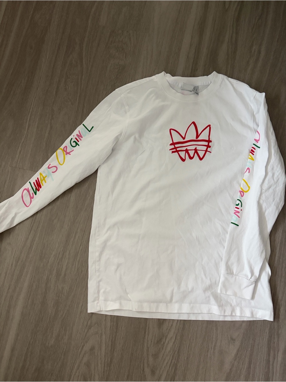 Adidas White Always Original tee with Red Trefoil Graphic